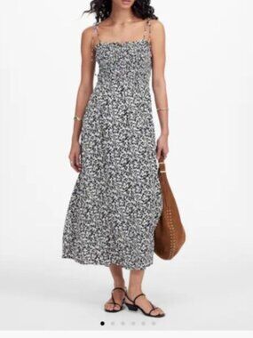Madewell Tie Shoulder Midi Dress in Smocked Floral